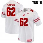 Youth Wisconsin Badgers NCAA #62 Cormac Sampson White Authentic Under Armour Stitched College Football Jersey YC31Z06OV